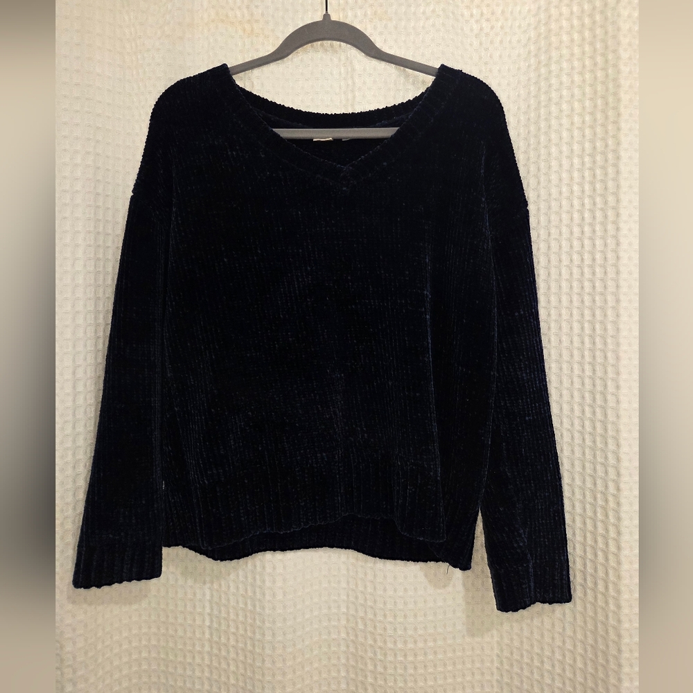 GAP Navy V-Neck Chenille Sweater